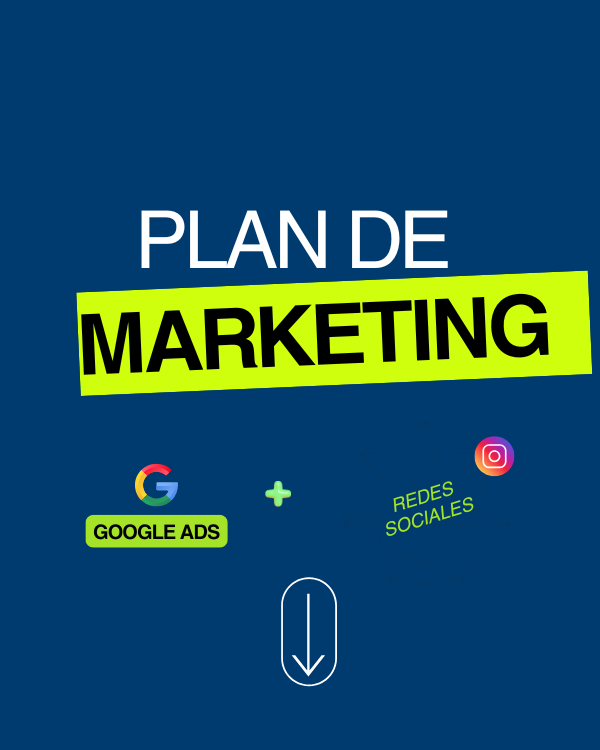 Gráfica que muestra los elementos de un plan de marketing digital, combinando Google Ads y redes sociales.